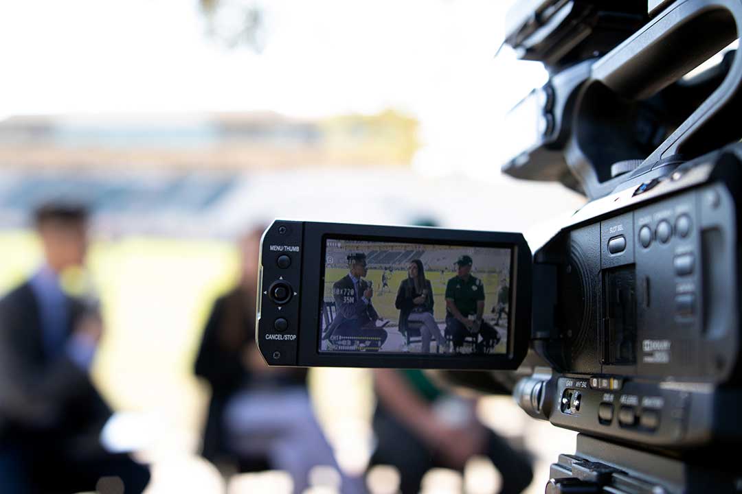 Walsh sits down with Finkel and Truong to discuss Cal Poly's upcoming match against No. 8 Sacramento State. Alex G. Spanos Stadium, San Luis Obispo, CA. Oct. 26.